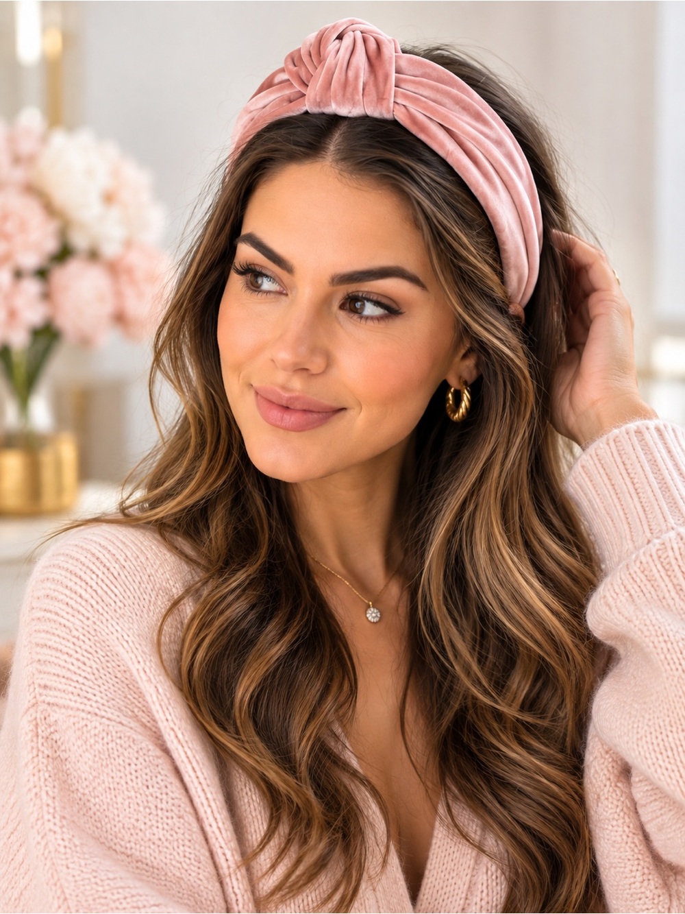 Camila Coelho Blush Pink Velvet Knot Headband NWT Revolve